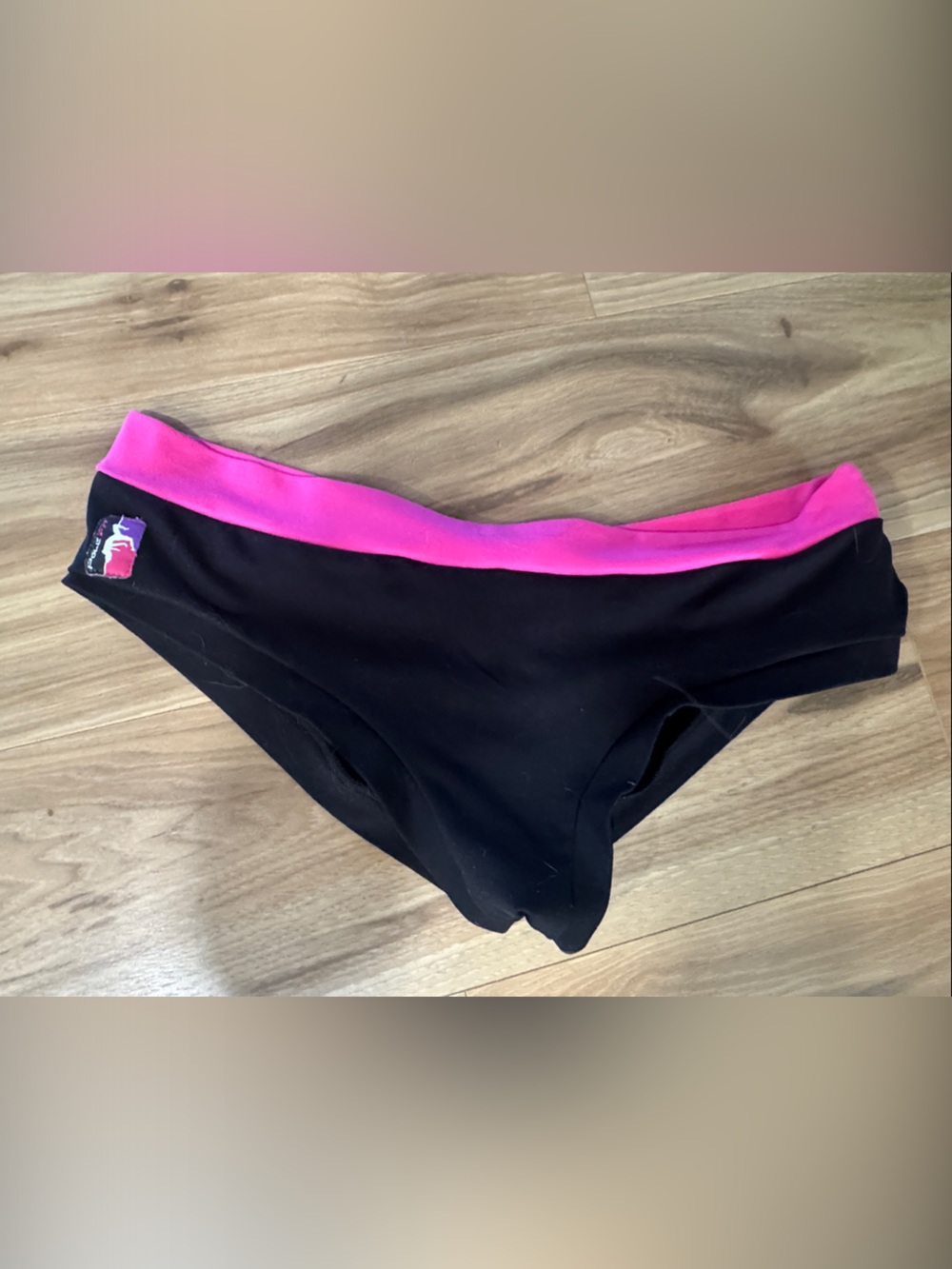 Women's Black Hipster Pole Bottom with Pink Waistband